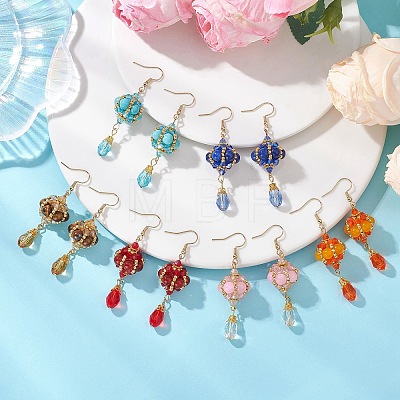 Mixed Stone Dangle Earrings EJEW-MZ00669-1