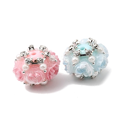 Opaque Acrylic & Rhinestone & Plastic Pearl Beads OACR-D039-02-1