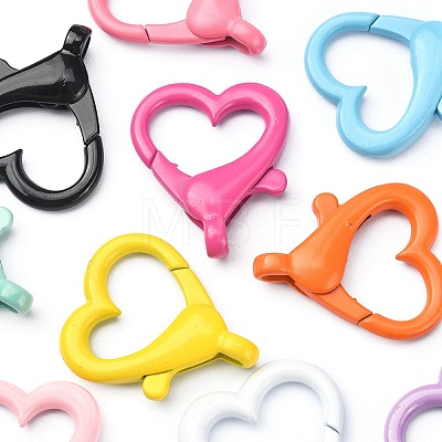 10Pcs 10 Colors Spray Painted Eco-Friendly Alloy Lobster Claw Clasps FIND-YW0002-26-1