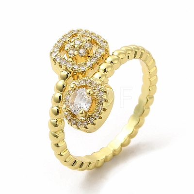 Cubic Zirconia Square Cuff Ring KK-A180-27G-1