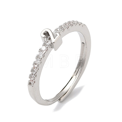 Rack Plating Brass Clear Cubic Zirconia Number 2 Adjustable Rings for Women RJEW-S407-09P-02-1