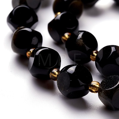 Natural Golden Sheen Obsidian Beads Strands G-M367-01B-1