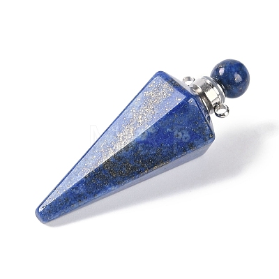 Dyed Natural Lapis Lazuli Faceted Cone Openable Perfume Bottle Big Pendants G-L524-18P-09-1