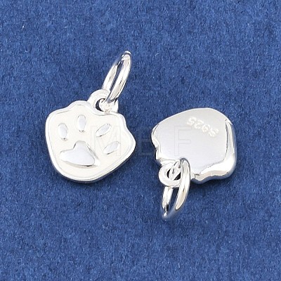 925 Sterling Silver Enamel White Paw Print Charms STER-A049-05S-1