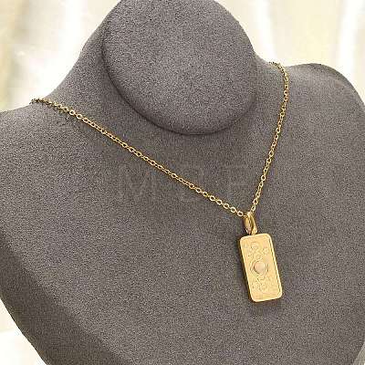 304 Stainless Steel Pave Opalite Rectangle Pendant Necklaces for Women Men NJEW-R018-05G-03-1