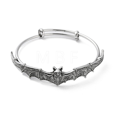 Gothic Bat Alloy Expandable Bangles BJEW-B081-01AS-1