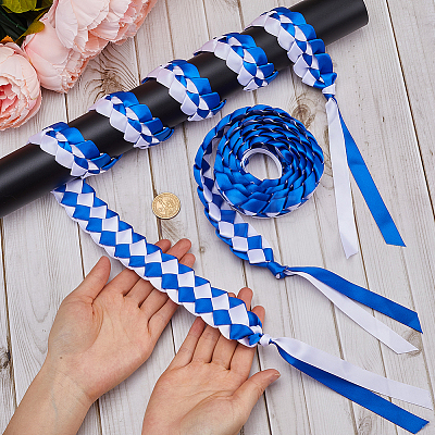 Two Tone Graduation Ribbon Leis FIND-WH0423-78A-1