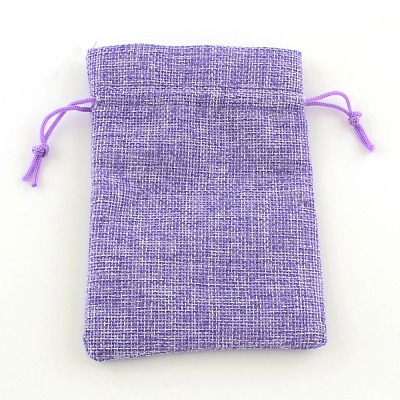 Polyester Imitation Burlap Packing Pouches Drawstring Bags ABAG-R004-14x10cm-08-1