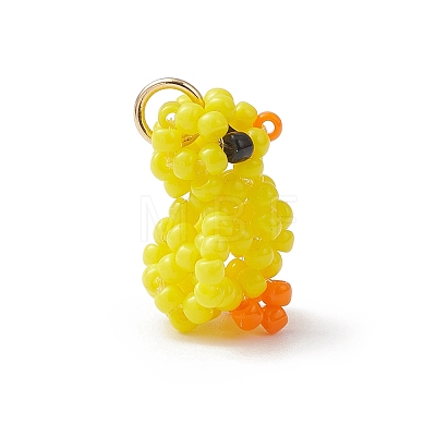 Glass Seed Beaded Duck Pendants PALLOY-MZ01100-1
