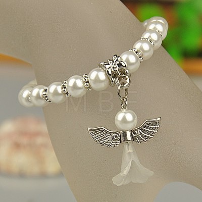 Lovely Wedding Dress Angel Bracelets for Kids BJEW-JB00727-19-1