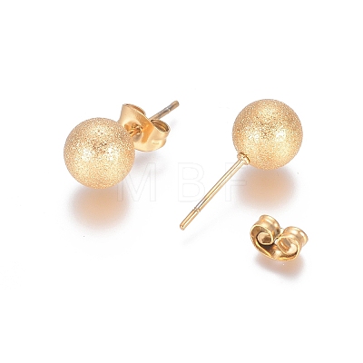 Ion Plating(IP) 304 Stainless Steel Stud Earrings EJEW-L215-58E-G-1