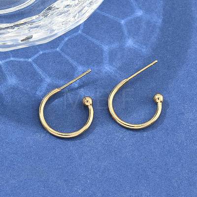 304 Stainless Steel C-shaped Hoop Circle Ball Stud Earrings X-STAS-K204-04G-1