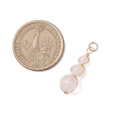 Natural Rose Quartz Round Beaded Pendants PALLOY-JF04700-01-1