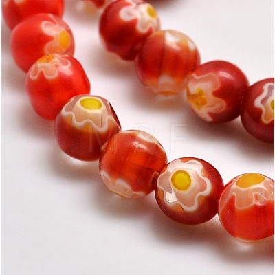 Round Millefiori Glass Beads Strands LK-P002-11-1