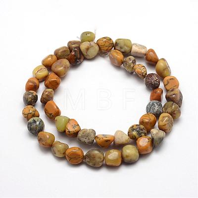 Natural Yellow Moss Agate Beads Strands G-F464-02-1