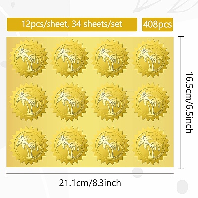 34 Sheets Self Adhesive Gold Foil Embossed Stickers DIY-WH0509-047-1