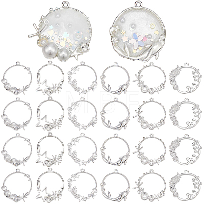 24Pcs 6 Styles Alloy Open Back Bezel Pendants FIND-SP0006-05-1