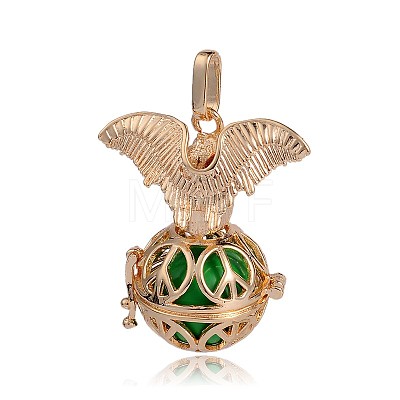 Golden Plated Brass Hollow Round Cage Pendants KK-J252-02G-1