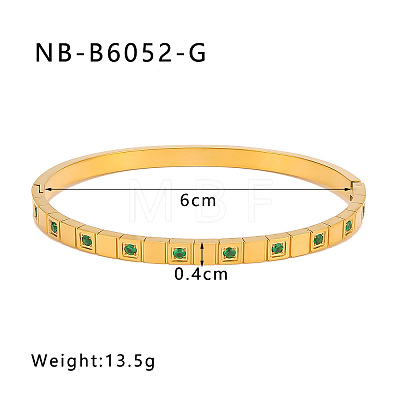 304 Stainless Steel Pave Cubic Zirconia Bangles FS-WG09E60-01-1