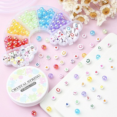 302Pcs 9 Style Transparent & Opaque Rainbow Iridescent Acrylic Beadss Plated and Enamel MACR-CJ0001-55-1