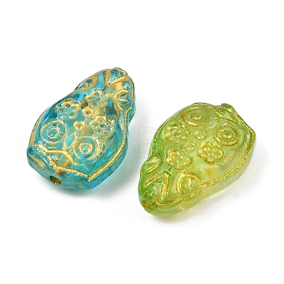 Baking Paint and Golden Metal Enlaced Glass Beads DGLA-T004-16M-1