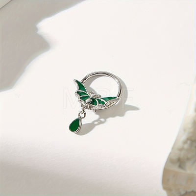 Gothic 316 Surgical Stainless Steel Enamel Green Bat Nose Ring with Drop Charms for Men and Women Party Jewelry YQ2645-1