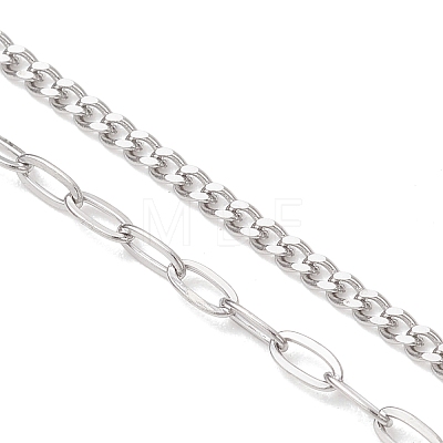 304 Stainless Steel Paperclip Chain Curb Chain Slider Necklace Making AJEW-JB01531-1