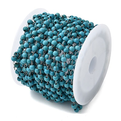 Handmade Synthetic Turquoise Beads & 316 Stainless Steel Round Link Chains CHS-L033-09P-1