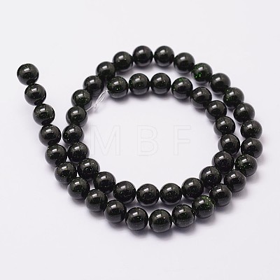 Synthetic Green Goldstone Beads Strands G-N0178-02-12mm-1