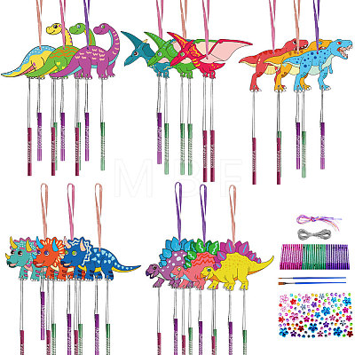 DIY Dinosaur Wood Wind Chime Making Kit DIY-WH0600-001-1