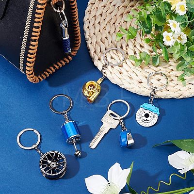 Olycraft 6Pcs 6 Style Alloy Keychains KEYC-OC0001-25-1