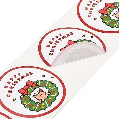 120 Round Paper Christmas Cartoon Sticker Rolls DIY-M070-09A-1