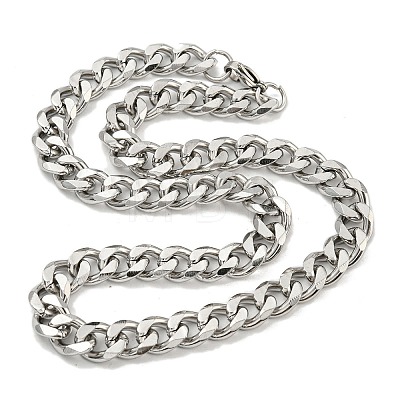 201 Stainless Steel Curb Chain Necklaces for Men NJEW-Q336-07A-P-1