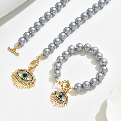 Alloy Rhinestone & Imitation Pearl Bracelets & Necklaces Sets FS-WG20ADC-03-1