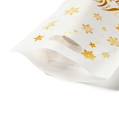 50Pcs Merry Christmas Snowflake Printed Transparent OPP Cellophane Packaging Bags with Die Cut Hole Handles ABAG-C013-02-1