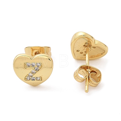 Rack Plating Brass Micro Pave Clear Cubic Zirconia Stud Earrings EJEW-K299-01G-Z-1