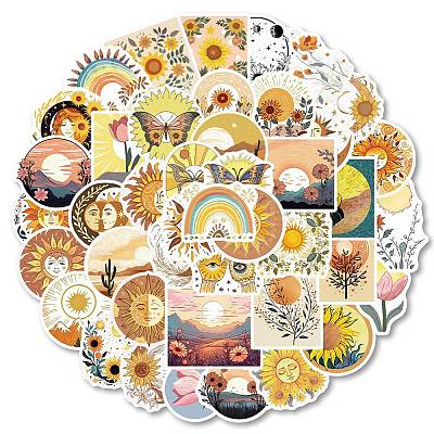 50Pcs Plant Theme PVC Self Adhesive Cartoon Stickers X-STIC-B001-12-1