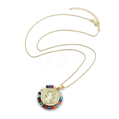 Brass with ABS Beads Pendant Necklaces NJEW-B101-08G-1