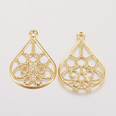 201 Stainless Steel Filigree Pendants STAS-F162-35G-1