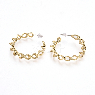 Semicircular Brass Stud Earrings EJEW-E196-17G-1