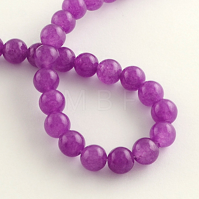 Dyed Natural White Jade Round Bead Strands G-Q937-17-1