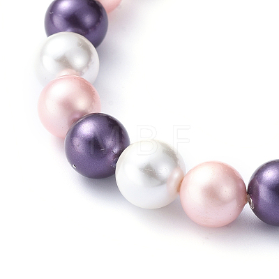Shell Pearl Beads Stretch Bracelets BJEW-JB05144-M-1