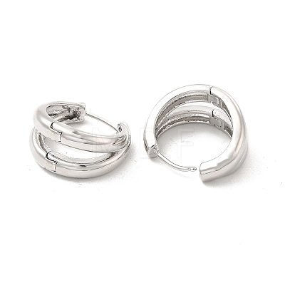 Brass Double Line Hoop Earrings for Women EJEW-E273-03P-1