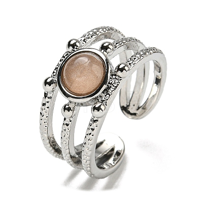 Natural Sunstone Adjustable Rings RJEW-K269-10P-02-1