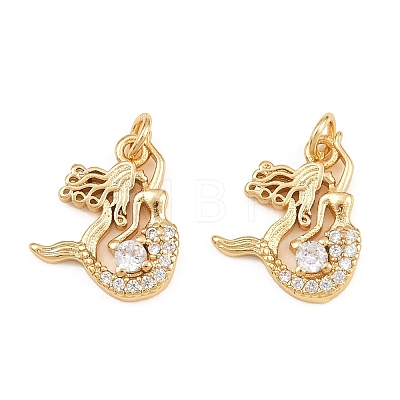 Brass Micro Pave Clear Cubic Zirconia Charms KK-Q085-04B-G-1