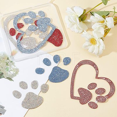 Fingerinspire Heart & Pawprint Glitter Hotfix Rhinestone DIY-FG0002-29-1