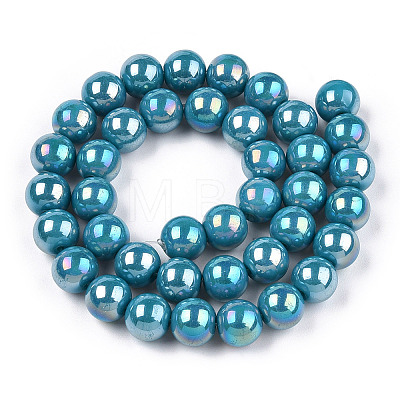 Electroplate Opaque Glass Beads Strands GLAA-T032-P8mm-AB13-1