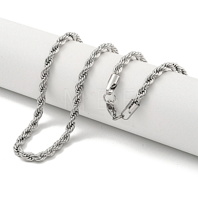 Non-Tarnish 201 Stainless Steel Rope Chain Necklaces for Women and Men NJEW-F322-02P-04-1