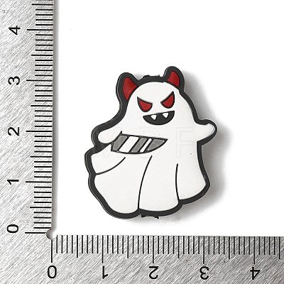 Halloween Themed Ghost with Knife Silicone Focal Beads SIL-M006-05C-1