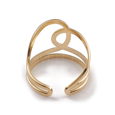 Ion Plating(IP) 304 Stainless Steel Wire Knot Open Cuff Rings for Women RJEW-G285-52G-1